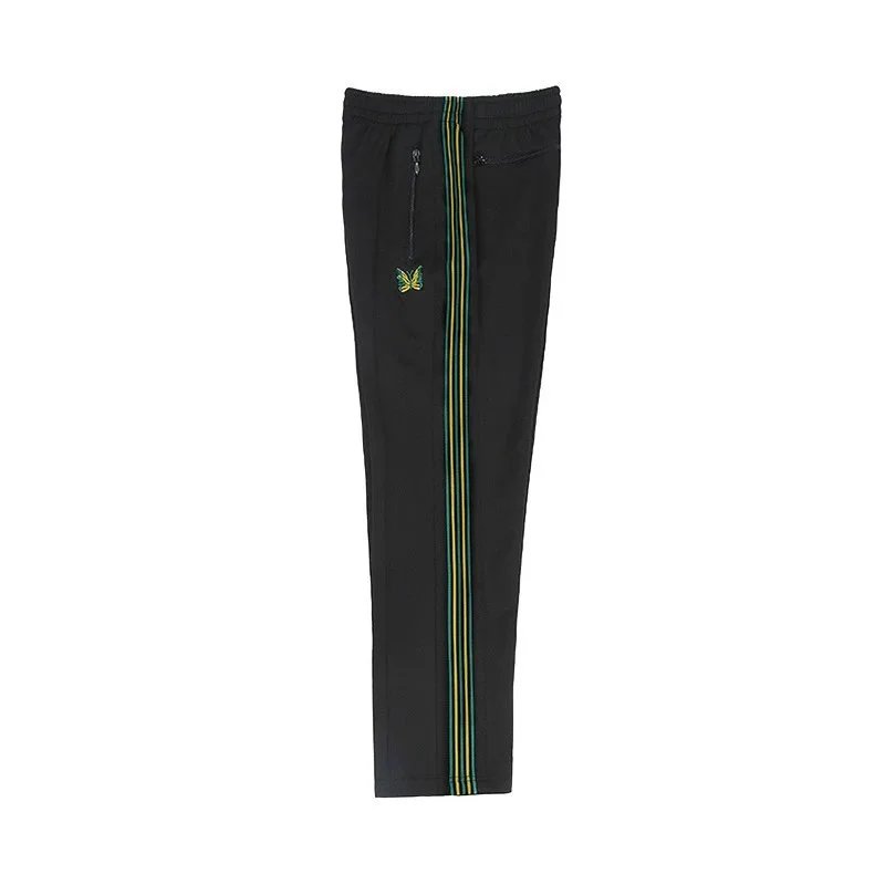 Needles Trousers Track Pants with Butterfly Embroidery and Side Stripe — 9157