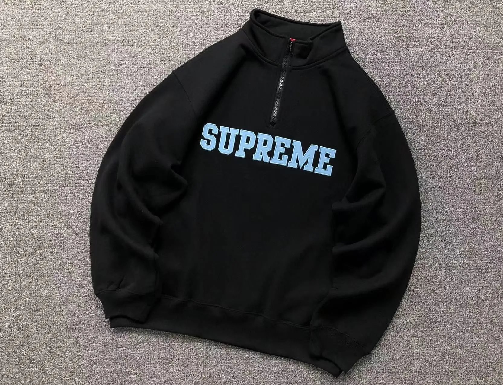 Supreme Hoodies & Sweatshirts Collegiate Number 8 Graphic Crewneck Sweatshirt — E582# Half Zip Sweat Black