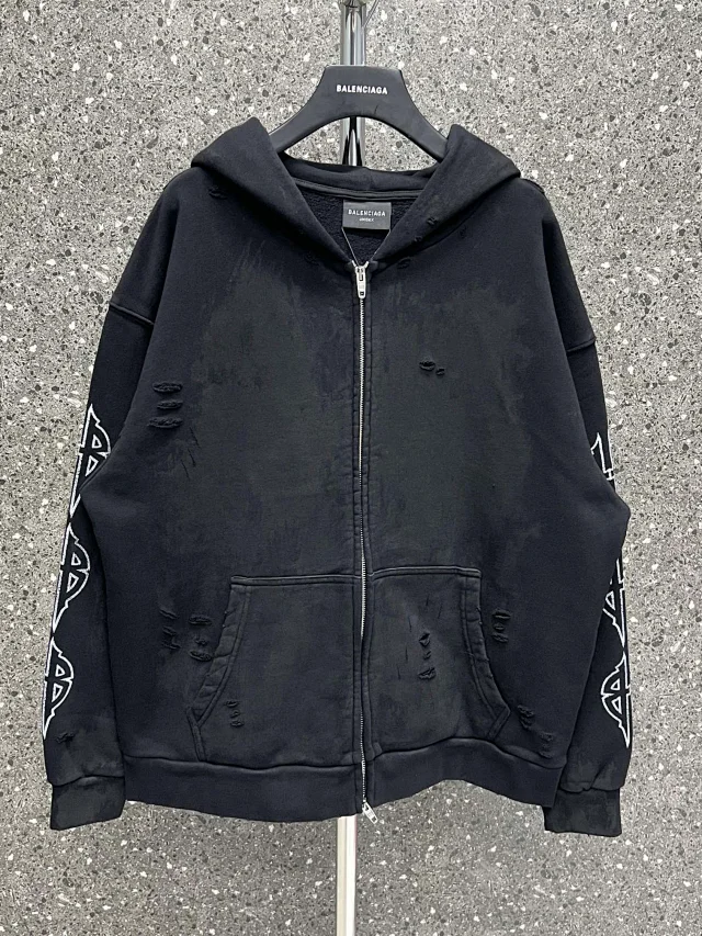 Balenciaga Distressed Zip-Up H