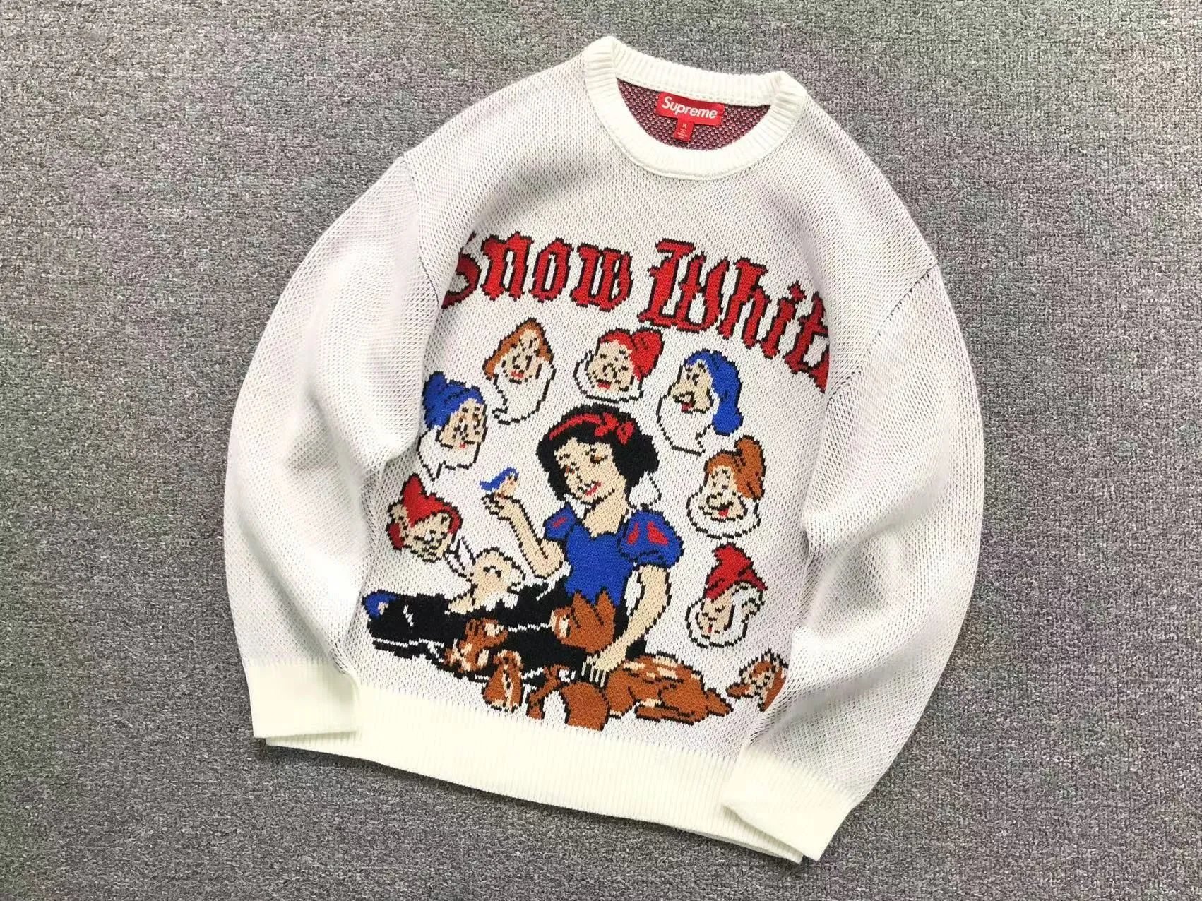 Supreme Hoodies & Sweatshirts Collegiate Number 8 Graphic Crewneck Sweatshirt — M002# Snow White White