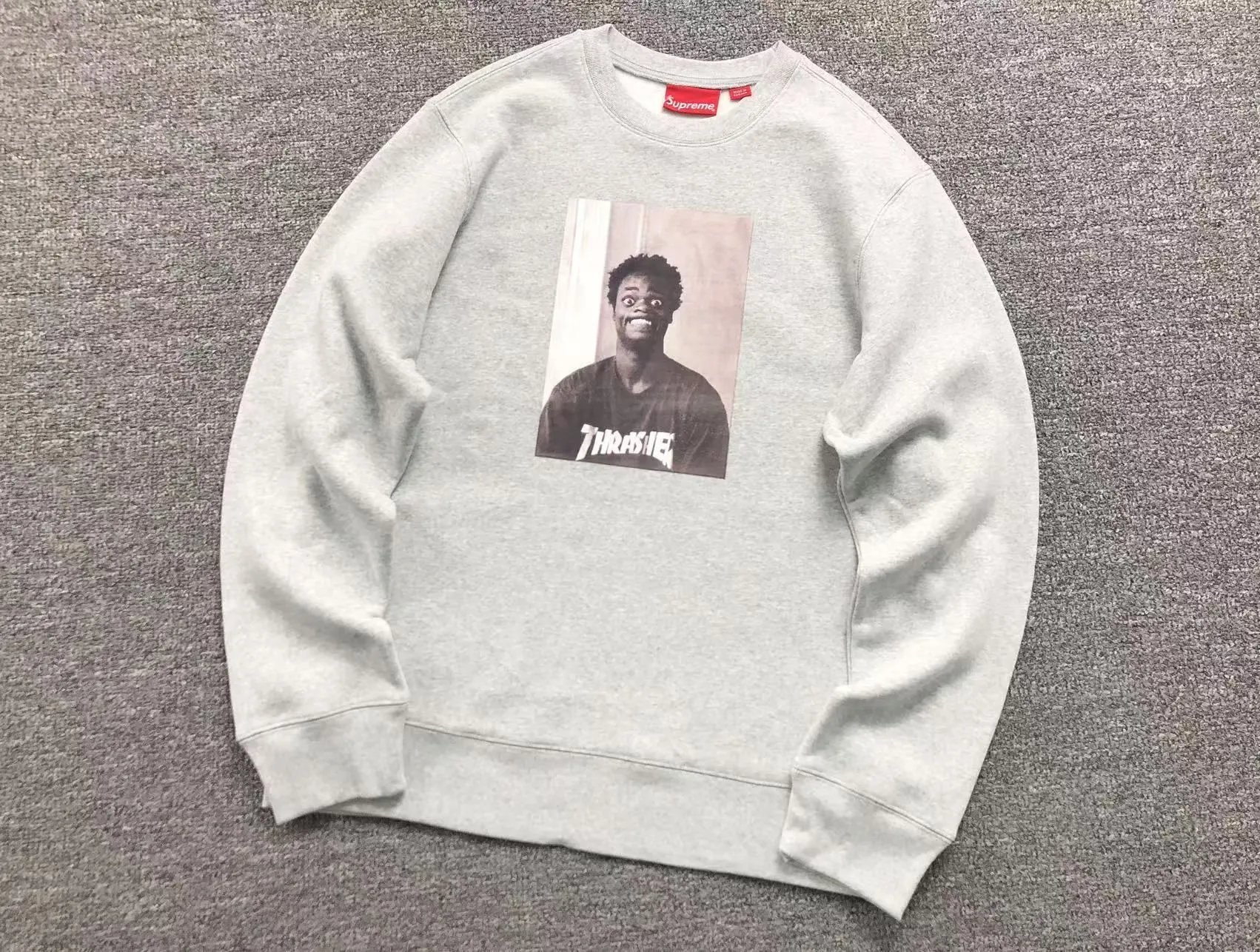 Supreme Hoodies & Sweatshirts Collegiate Number 8 Graphic Crewneck Sweatshirt — E580#Floral Gray