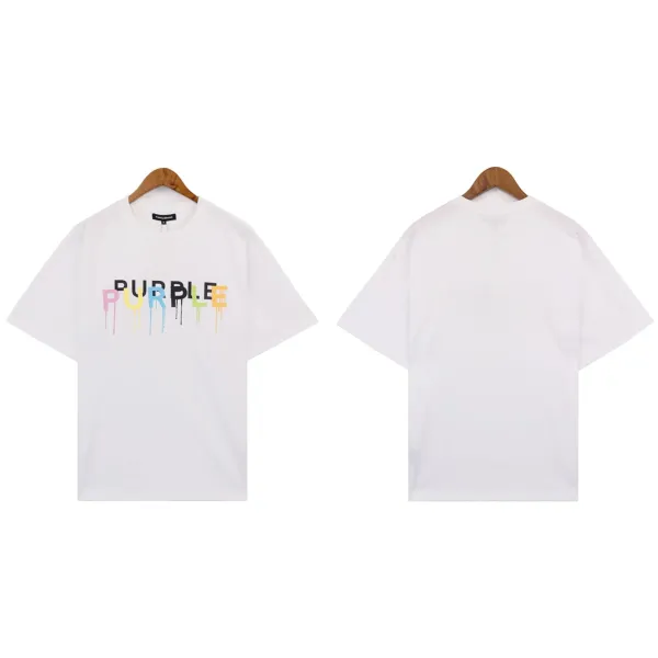 Purple Brand Drip Logo White T-Shirt - 1