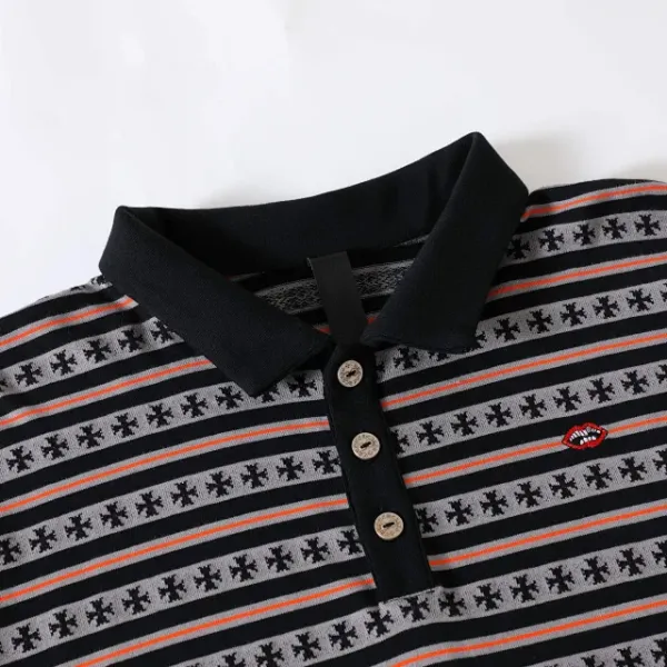GRA Patterned Long-Sleeve Polo Shirt Multicolor - 4