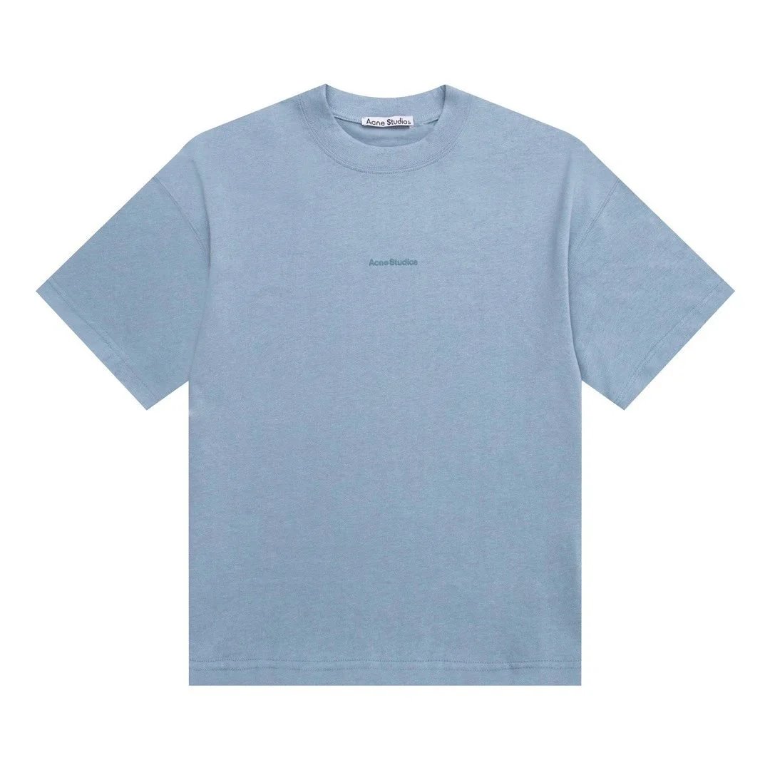 Acne Studios T-Shirts Crewneck Logo T-Shirt — Light Blue Small Lettering