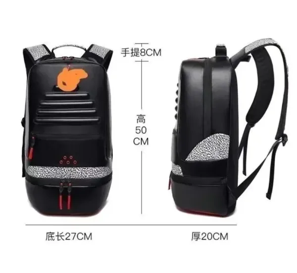 Air Jordan Retro 3 Inspired Backpack Black / Red Elephant Print - 5
