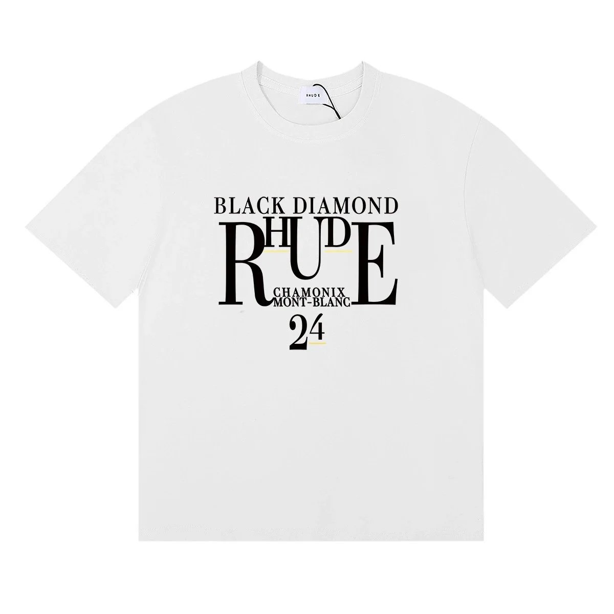 Rhude T-Shirts Hotel Mont Blanc Graphic — 50120 White