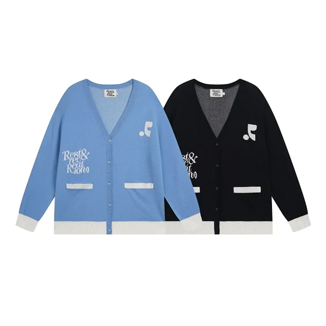 Rest & Recreation Knitwear V-neck button-front logo cardigan product detail image 1