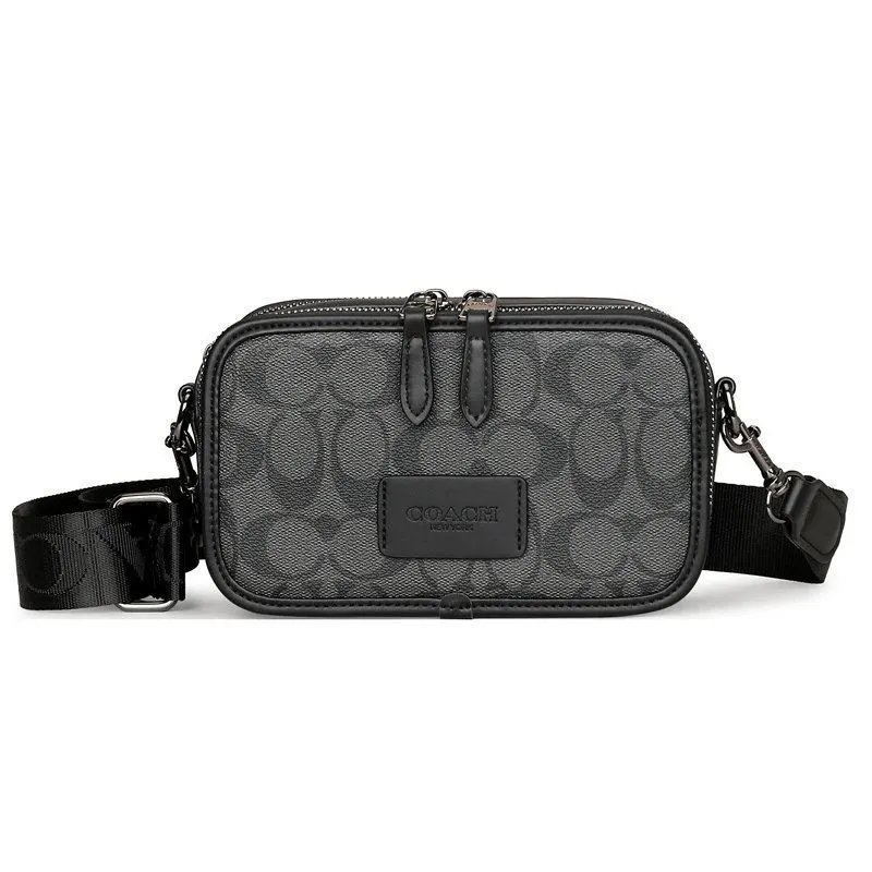 Coach Camera Bag Charcoal Signature Crossbody Bag