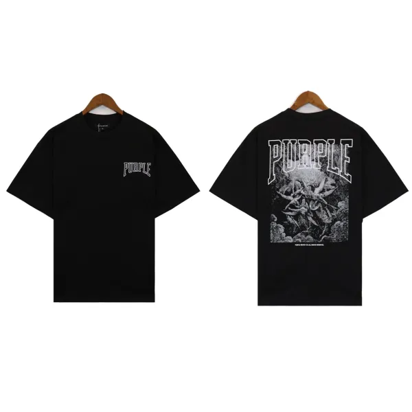 Purple Brand Graphic Print Black T-Shirt - 1