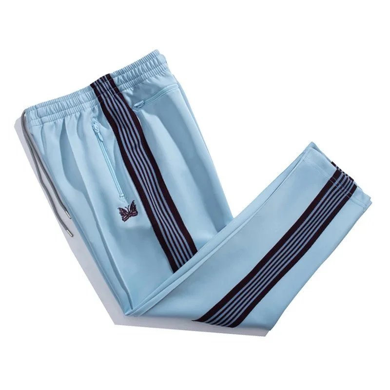 Needles Trousers Track Pants with Butterfly Embroidery and Side Stripe — 9130