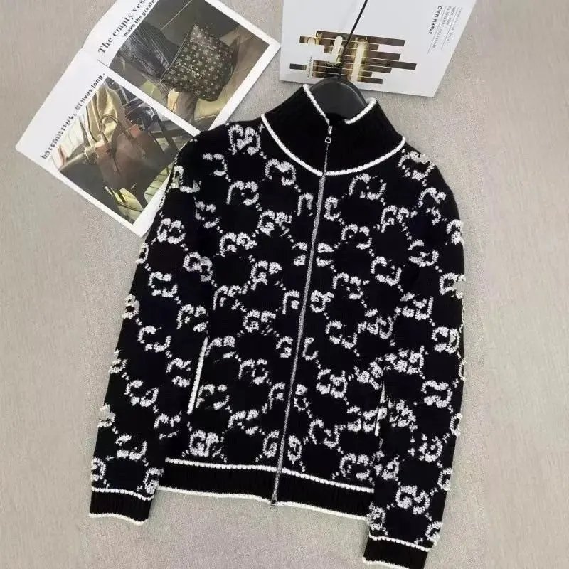Gucci GG Monogram Knit Zip-Up Sweater - 38