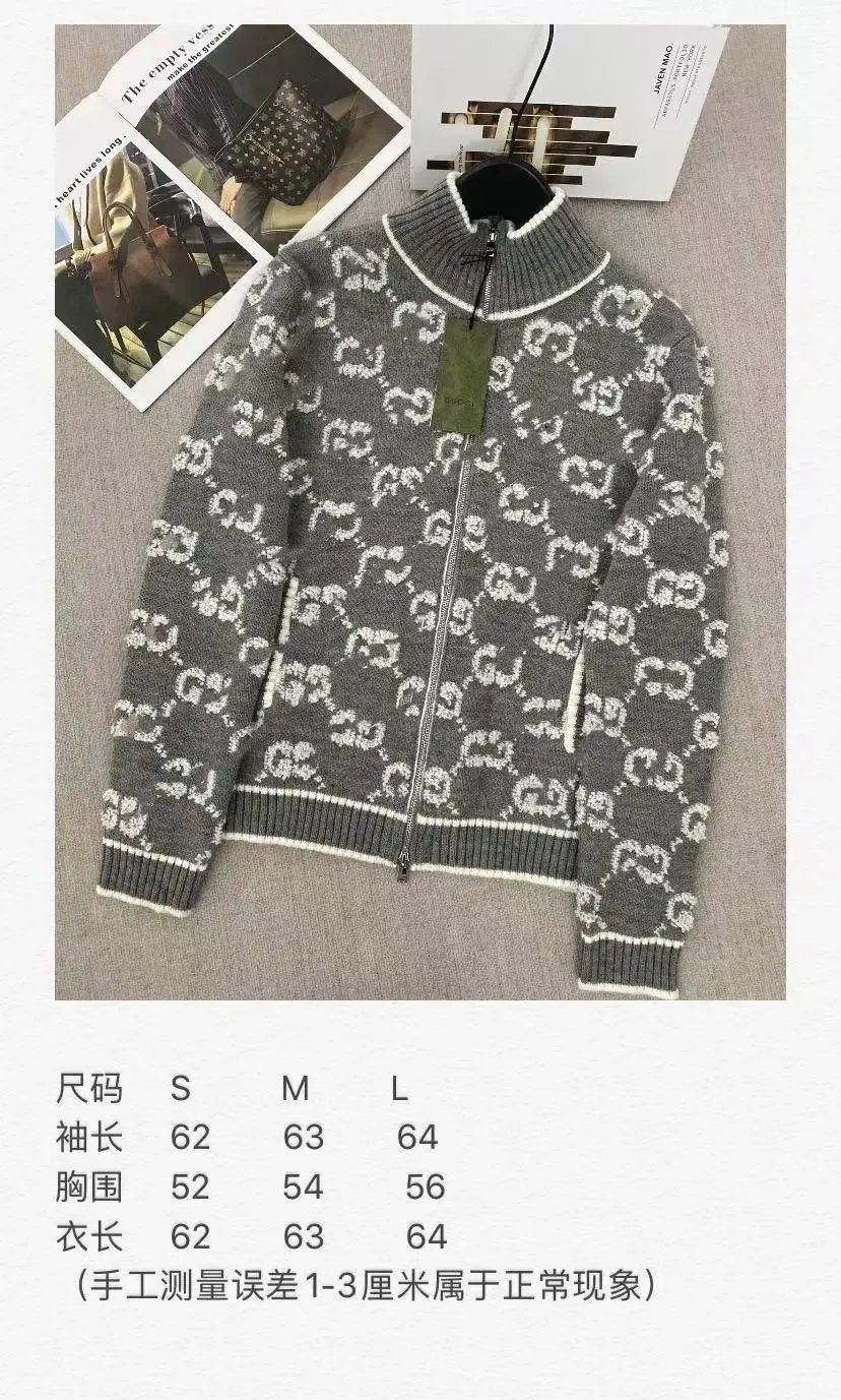 Gucci GG Monogram Knit Zip-Up Sweater - 37