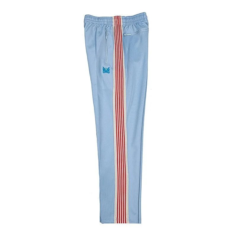 Needles Trousers Track Pants with Butterfly Embroidery and Side Stripe — 9146