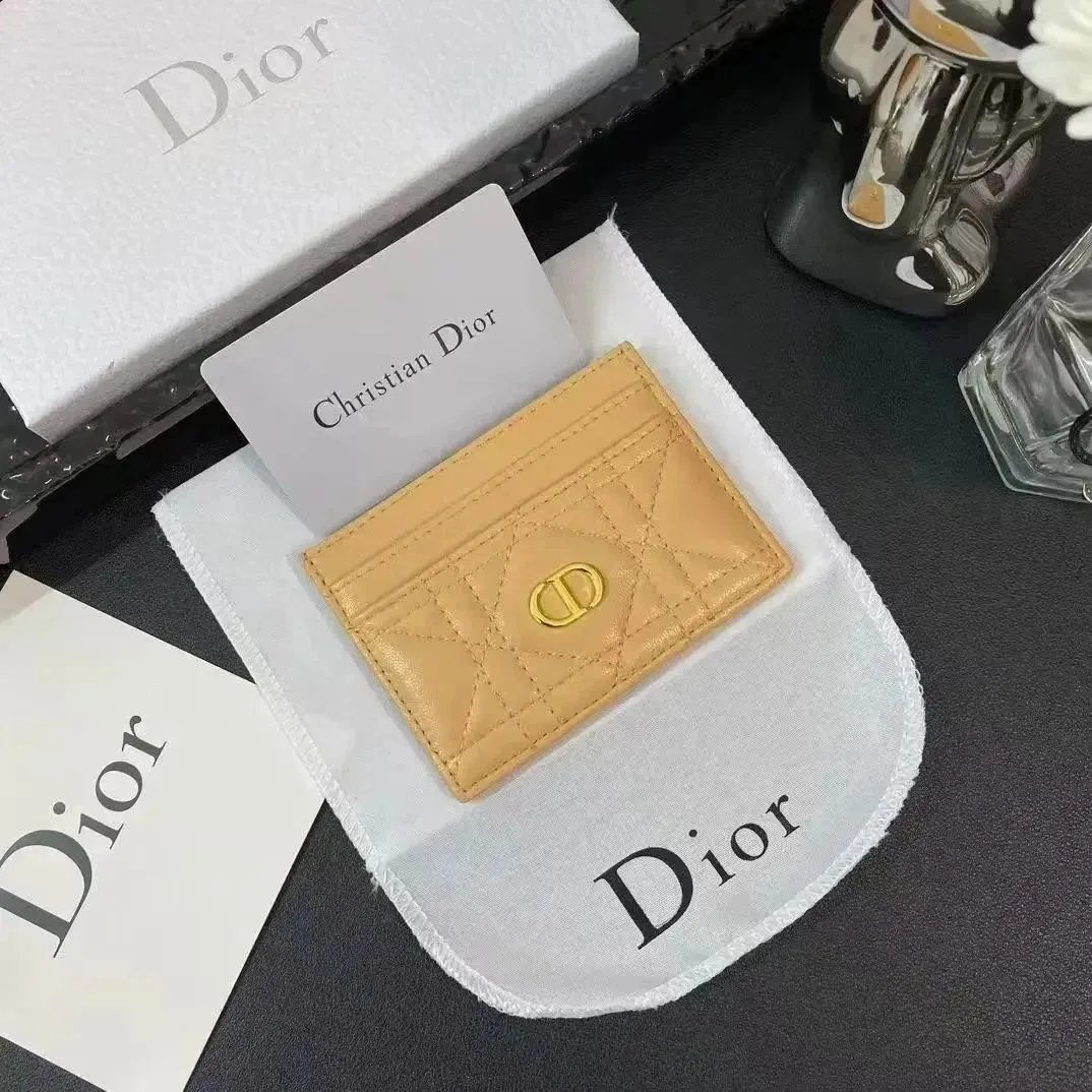 Dior Diorama Card Holder Beige Leather Wallet