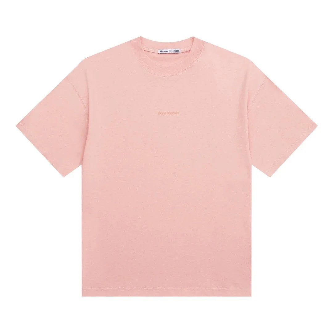Acne Studios T-Shirts Crewneck Logo T-Shirt — Pink Small Lettering
