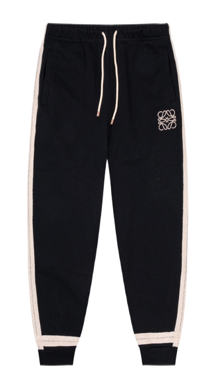 Loewe Anagram Sweatpants Black with Beige Stripe - 7