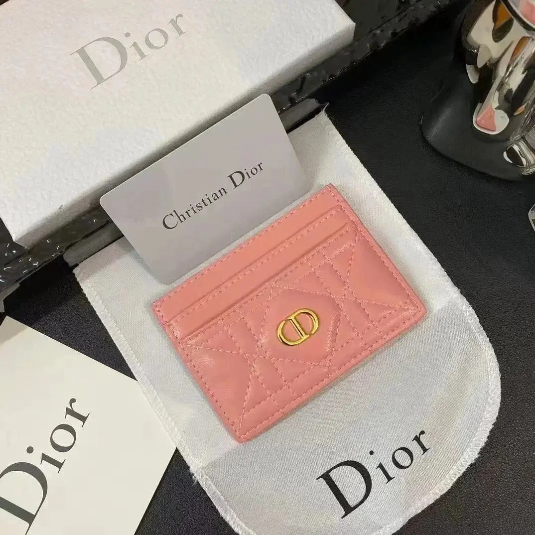 Dior Diorama Card Holder Pink Leather Wallet