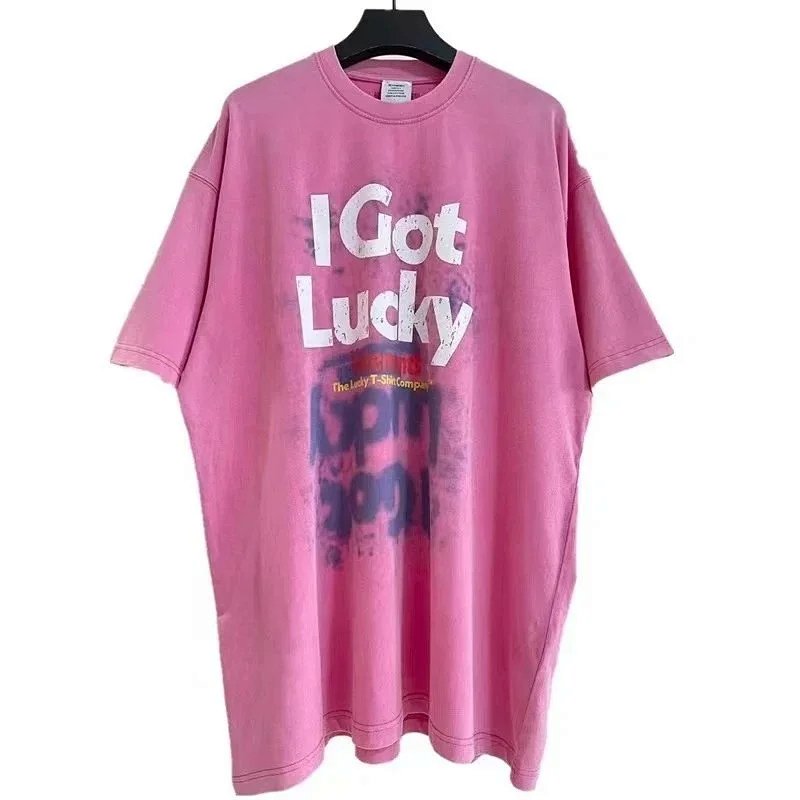 The Lazy T-Shirt Company I Got Lucky Pink Oversized