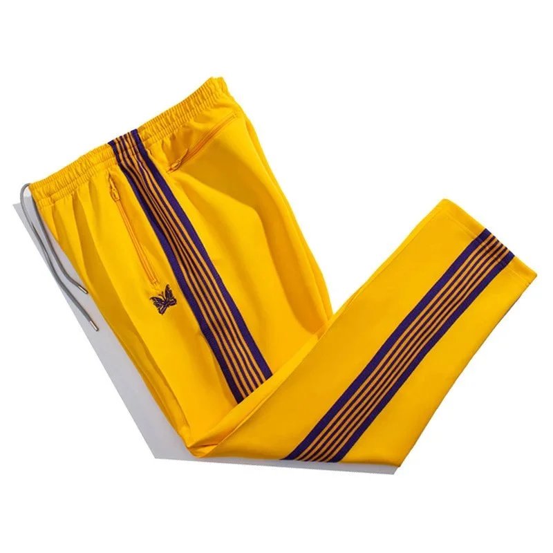 Needles Trousers Track Pants with Butterfly Embroidery and Side Stripe — 9128