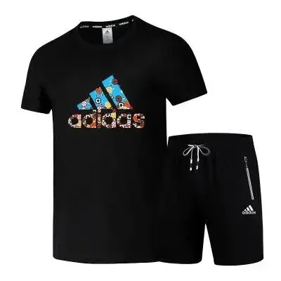 Adidas Originals Graphic Print T-Shirt and Shorts Set Black - 1