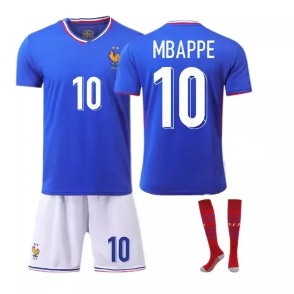 France National Team Mbappé #10 Home Kit Blue Jersey Set - 1