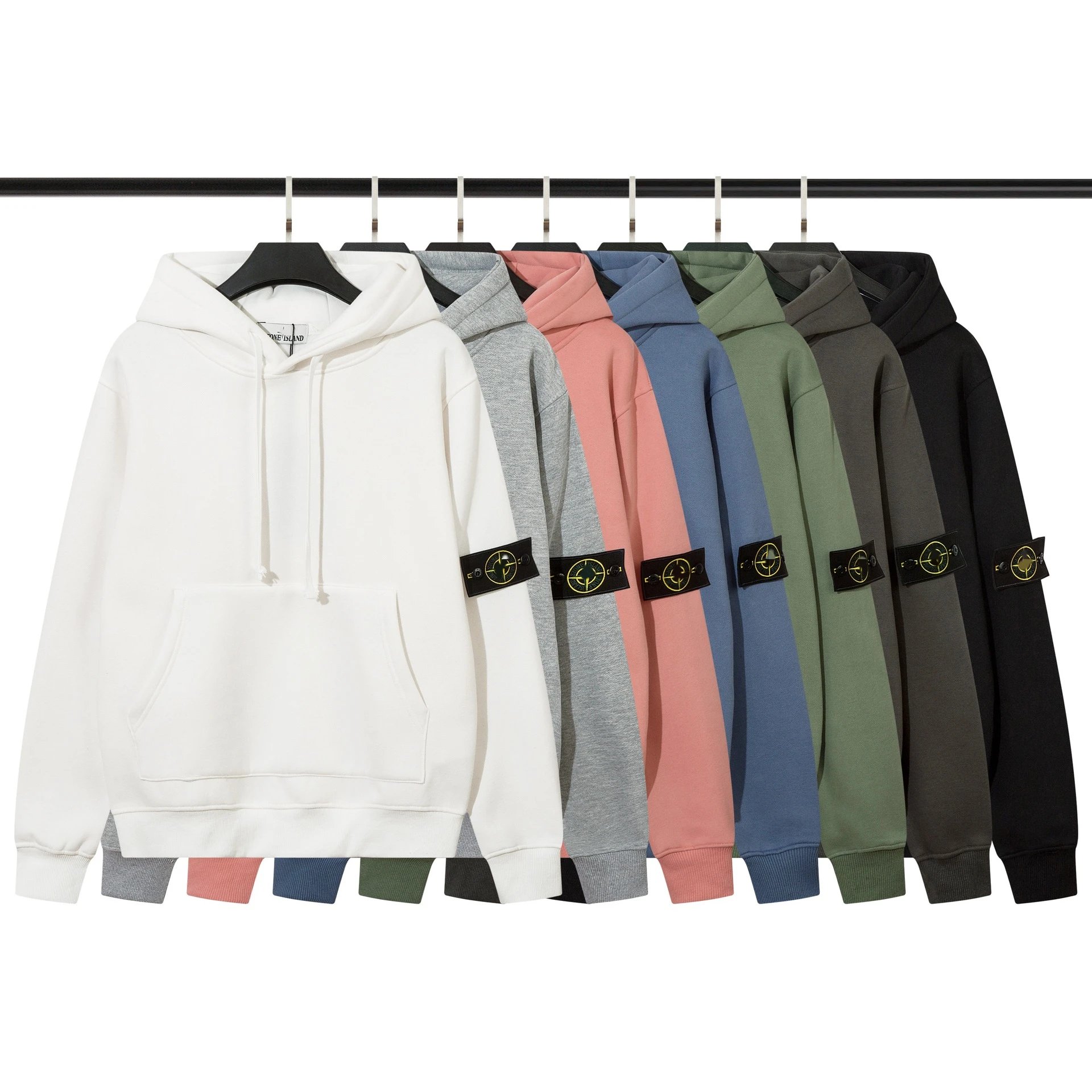 Stone Island Black Hoodie with Arm Patches