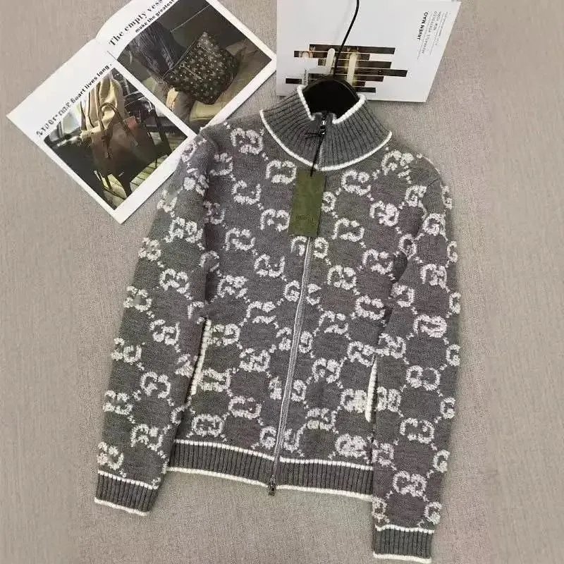 Gucci GG Monogram Knit Zip-Up Sweater