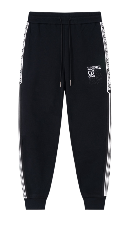 Loewe Anagram Sweatpants Black with Beige Stripe - 3