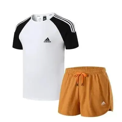 Adidas Originals Raglan T-Shirt and Mesh Shorts Set White/Ochre - 1