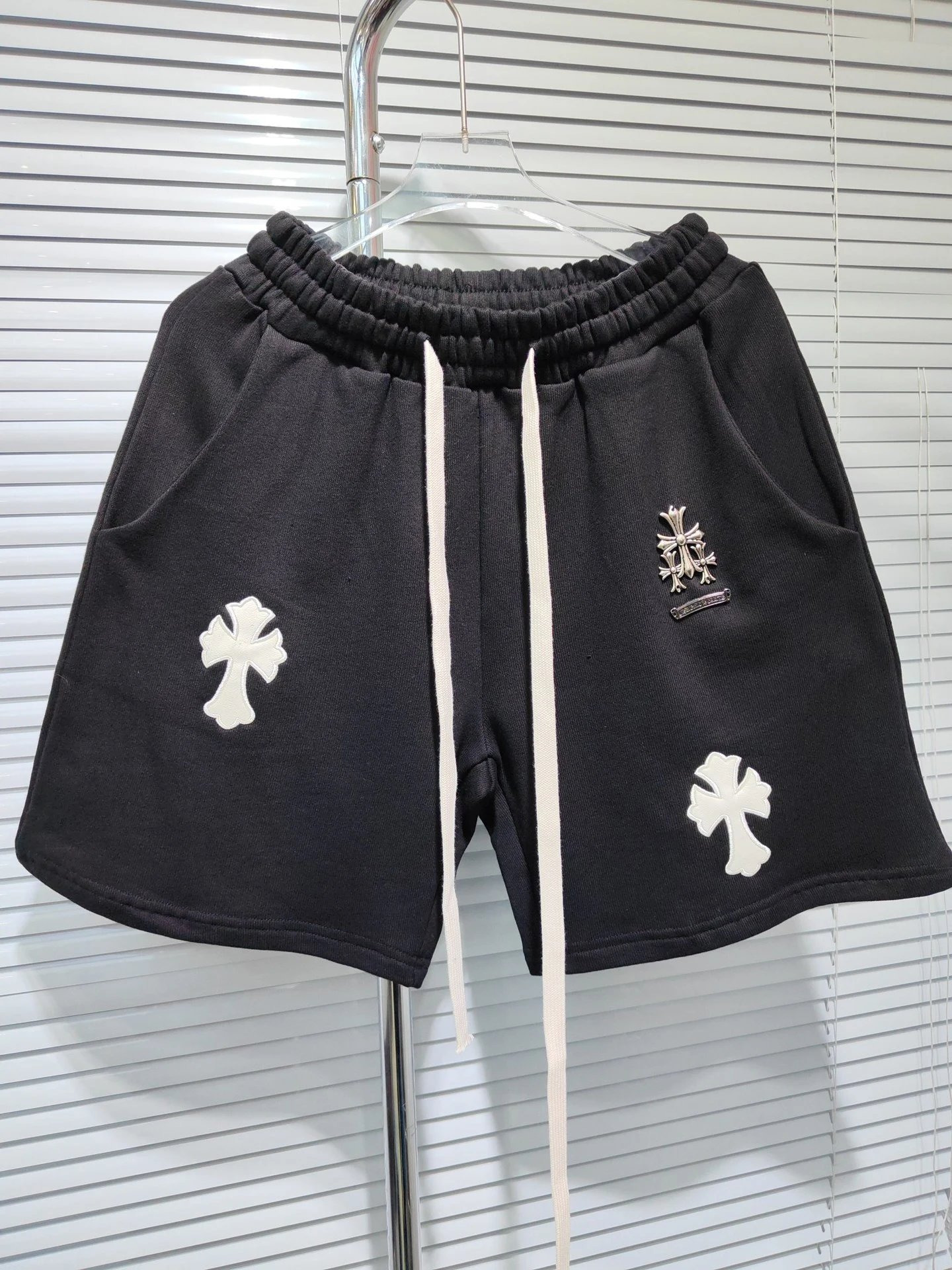 Chrome Hearts Triple Cross Embroidered Basketball Shorts Black - 4