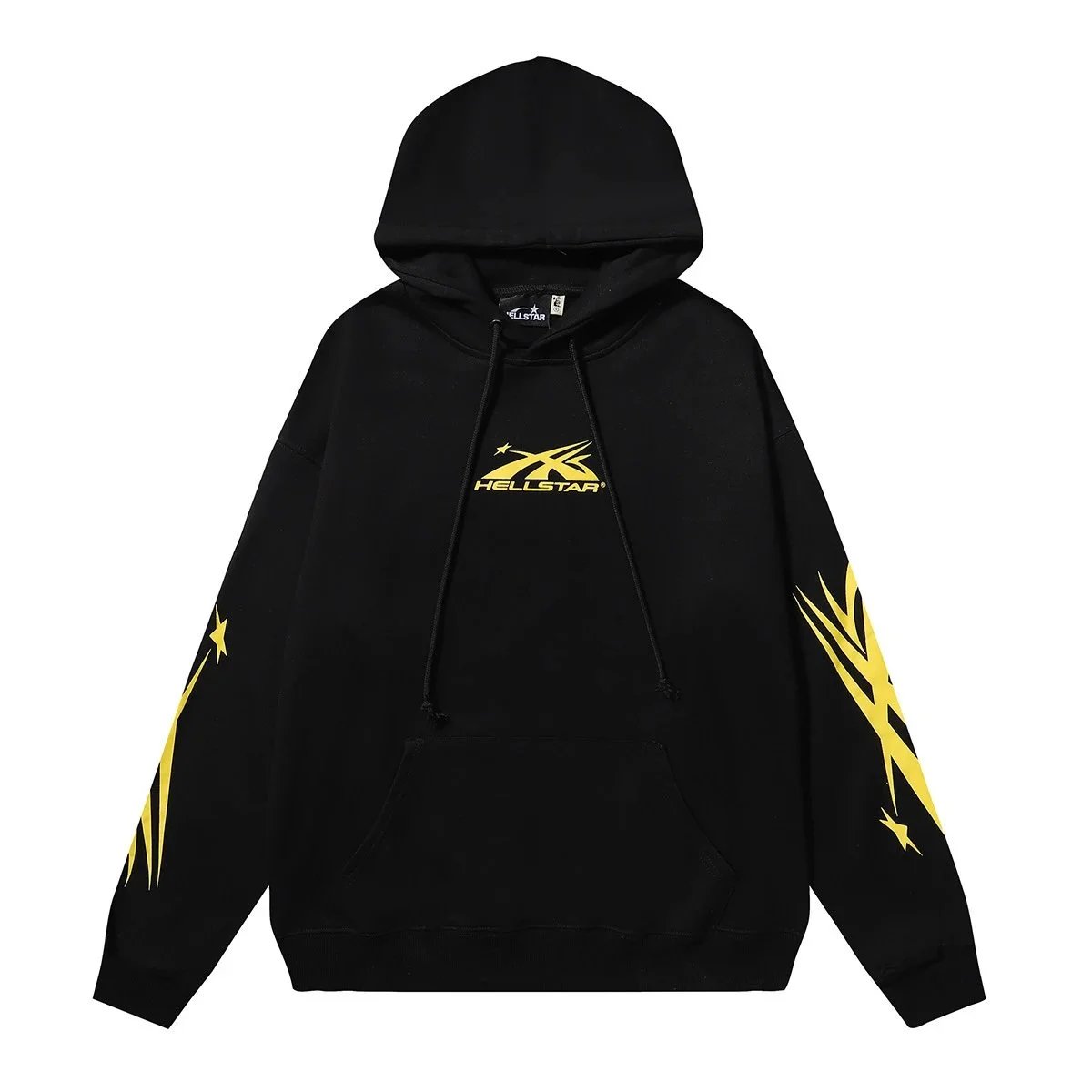 Hellstar Hoodies & Sweatshirts Graphic Pullover Hoodie — Black-printed yellow hoodie 2228