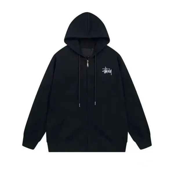 Stüssy Classic Logo Zip-Up Hoodie Black - 1