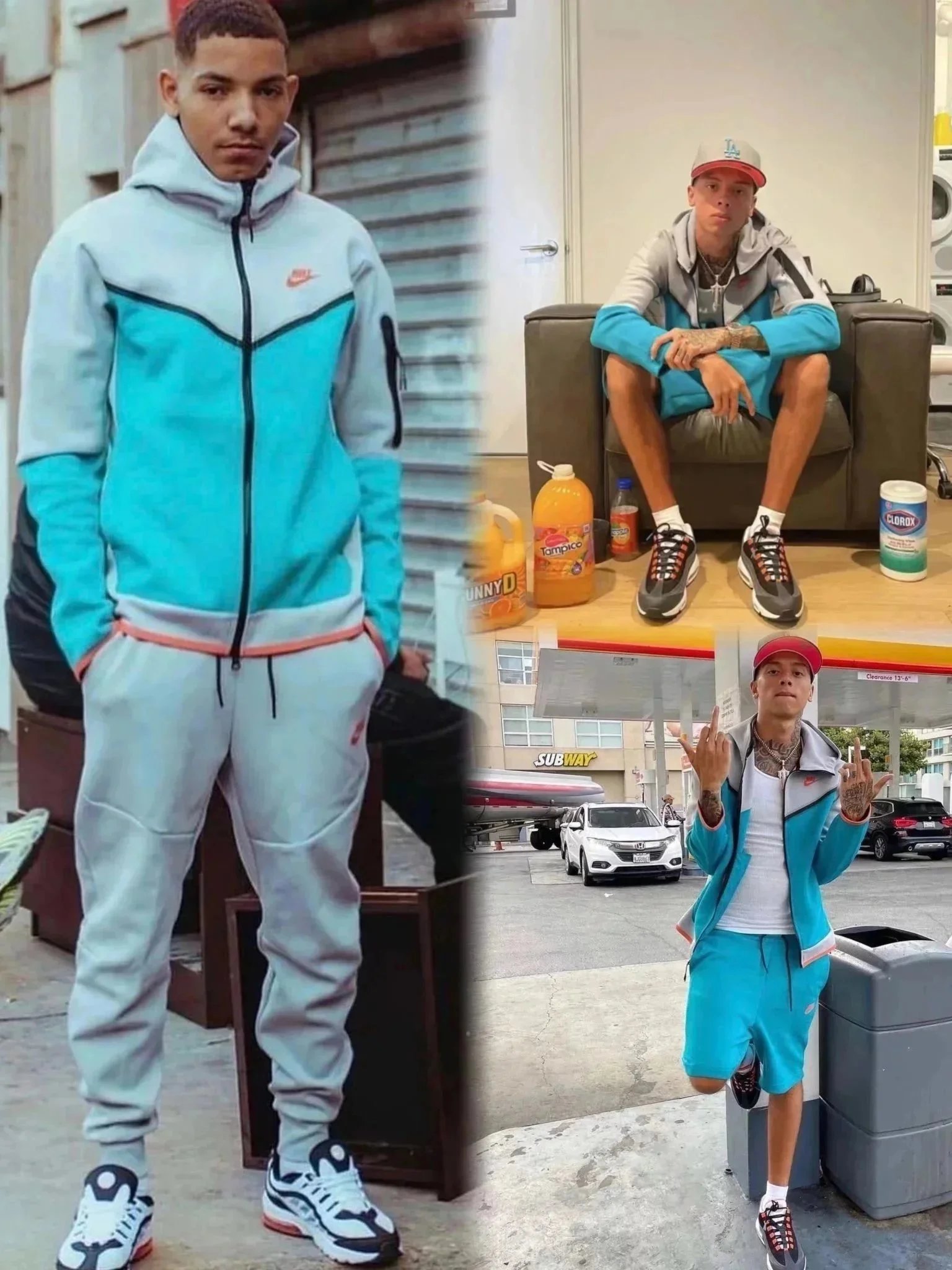 Nike Tracksuits Hooded zip-up tracksuit with jogger pants and chevron color-block panels image 6