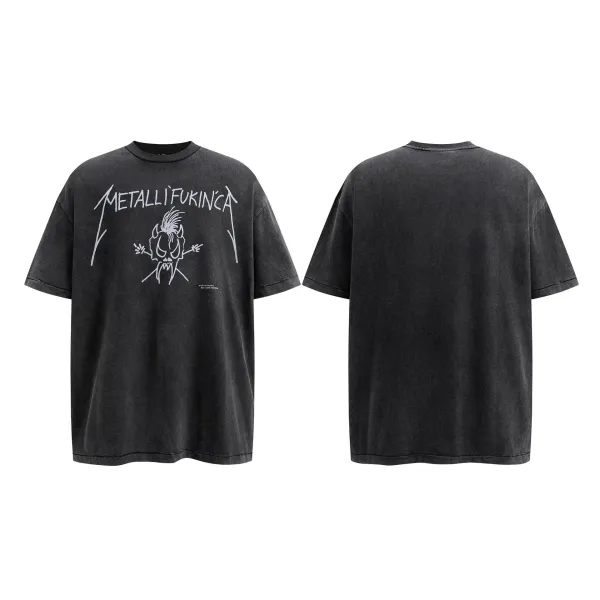 Metallica x Fukin'ca Distressed Black Graphic T-Shirt - 1