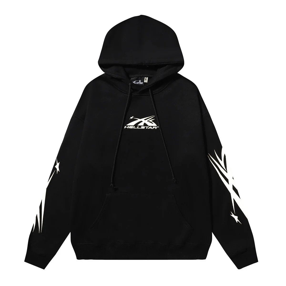 Hellstar Hoodies & Sweatshirts Graphic Pullover Hoodie — Black-print white hoodie 2228