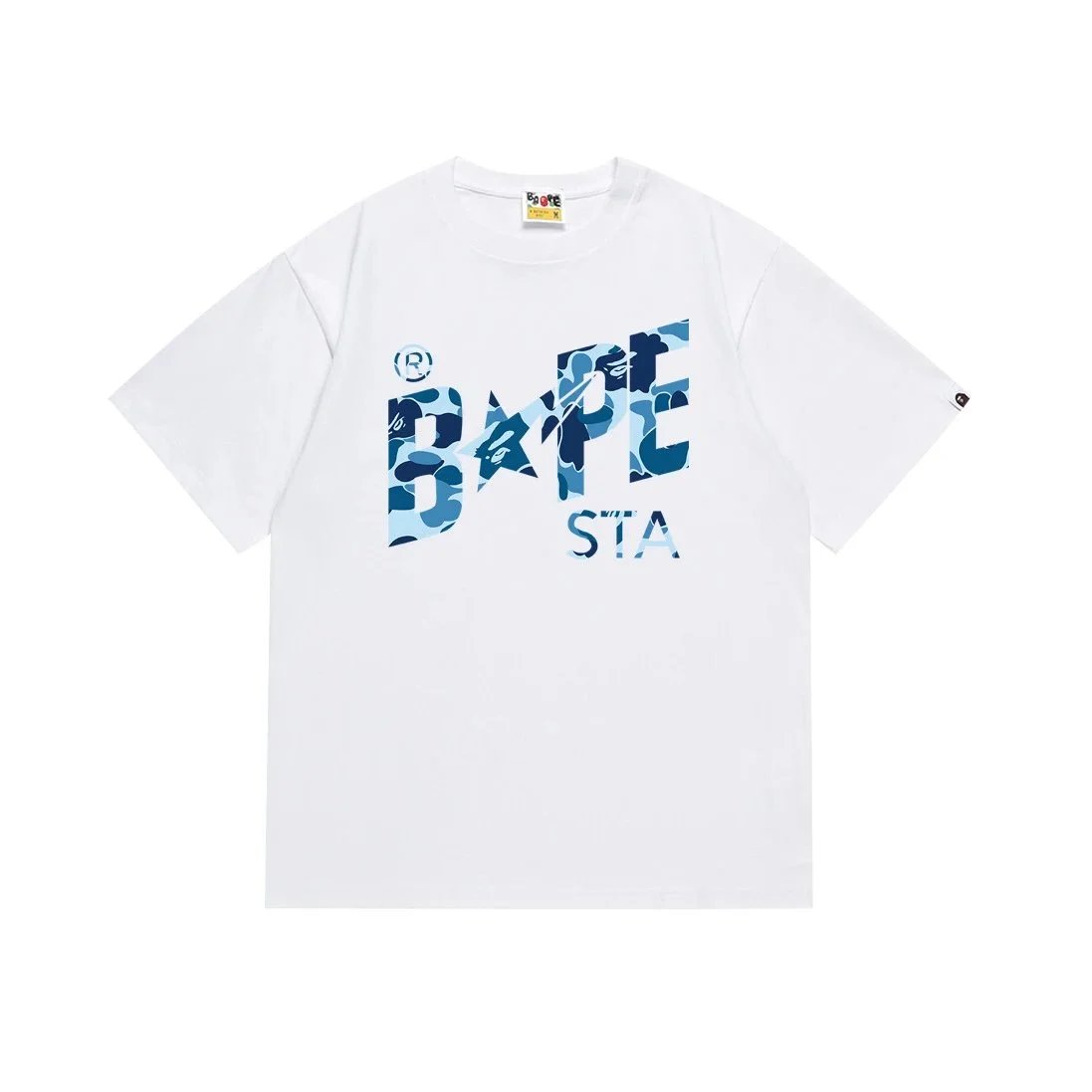 A Bathing Ape T-Shirts graphic logo — 116 white and blue