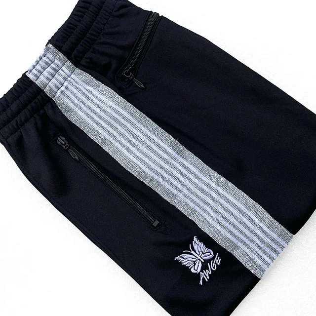 Needles Trousers Striped track pants with butterfly embroidery product detail image 15