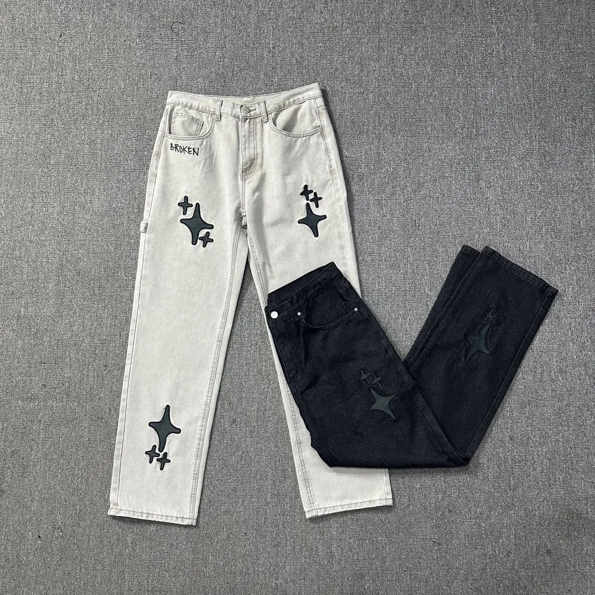 Gallery Dept. Star-Embroidered Black Denim Jeans - 44