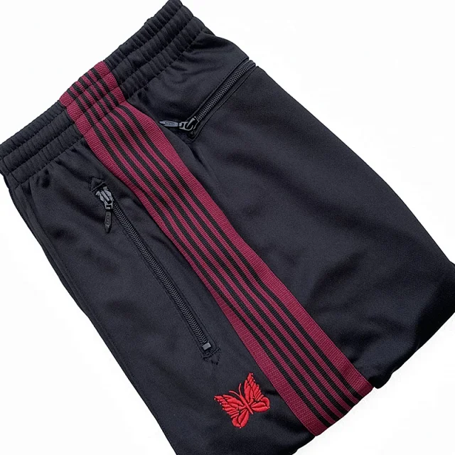 Needles Trousers Striped track pants with butterfly embroidery product detail image 17