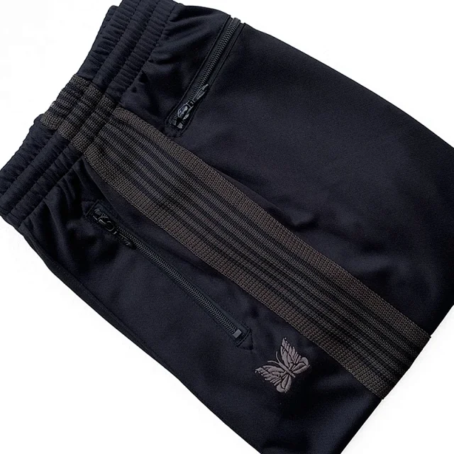 Needles Trousers Striped track pants with butterfly embroidery product detail image 14