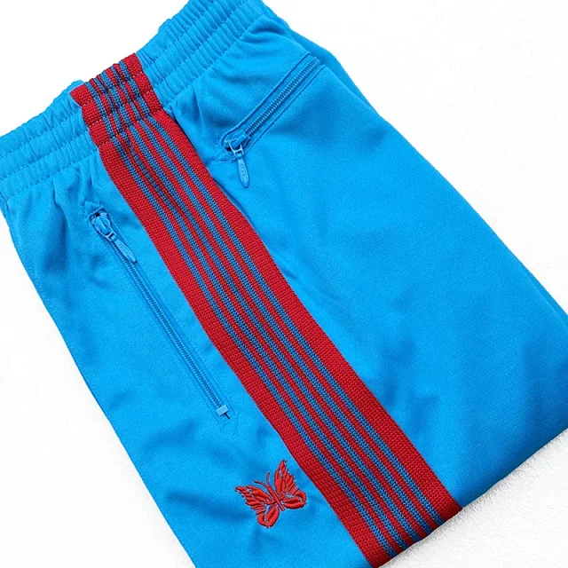 Needles Trousers Striped track pants with butterfly embroidery product detail image 16
