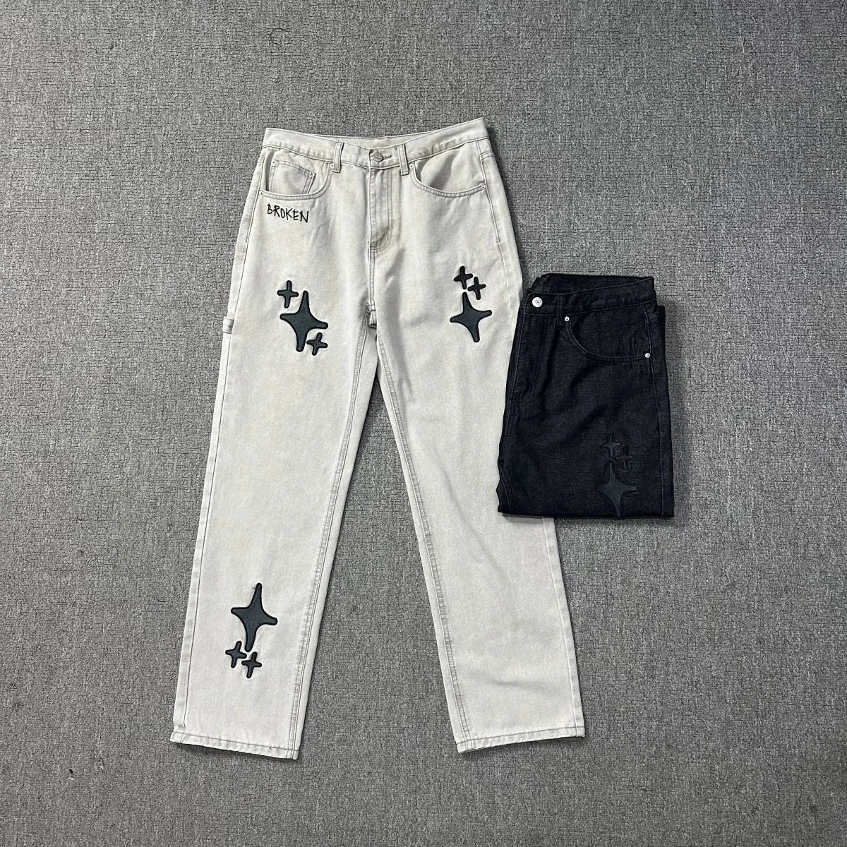 Gallery Dept. Star-Embroidered Black Denim Jeans - 43