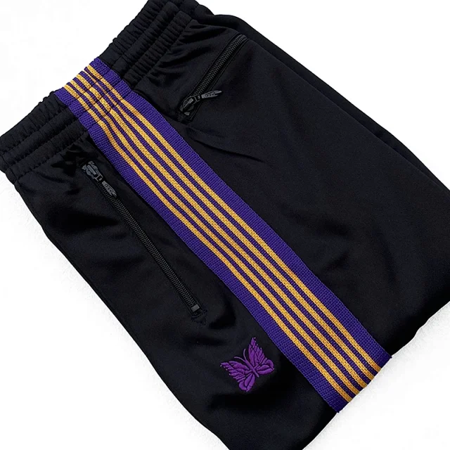 Needles Trousers Striped track pants with butterfly embroidery product detail image 24