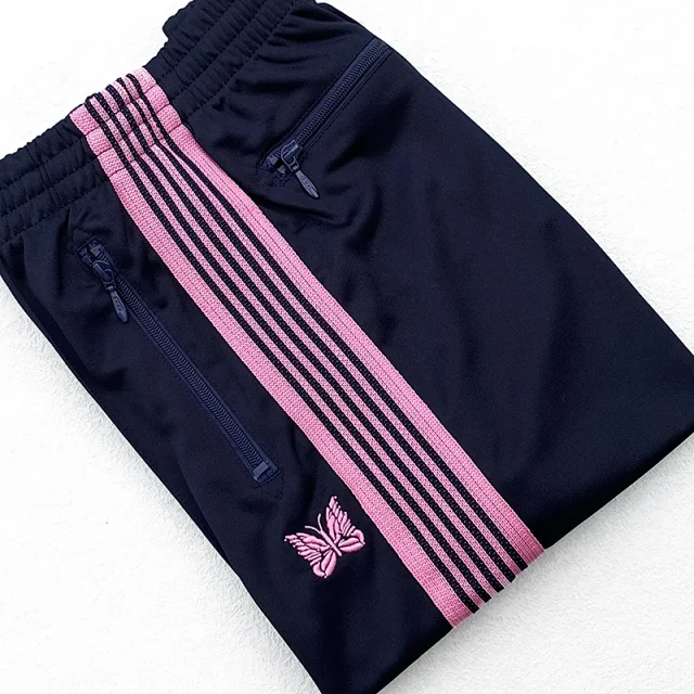 Needles Trousers Striped track pants with butterfly embroidery product detail image 25