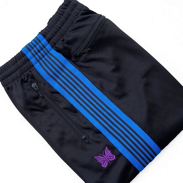 Needles Trousers Striped track pants with butterfly embroidery product detail image 19