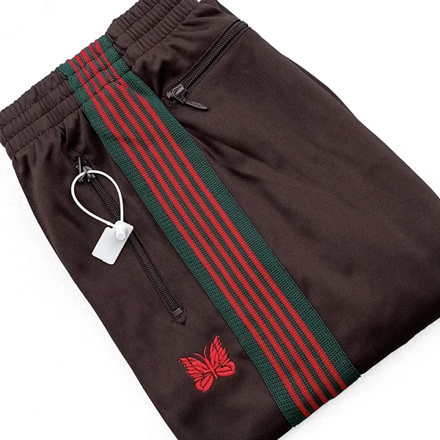 Needles Trousers Striped track pants with butterfly embroidery product detail image 23