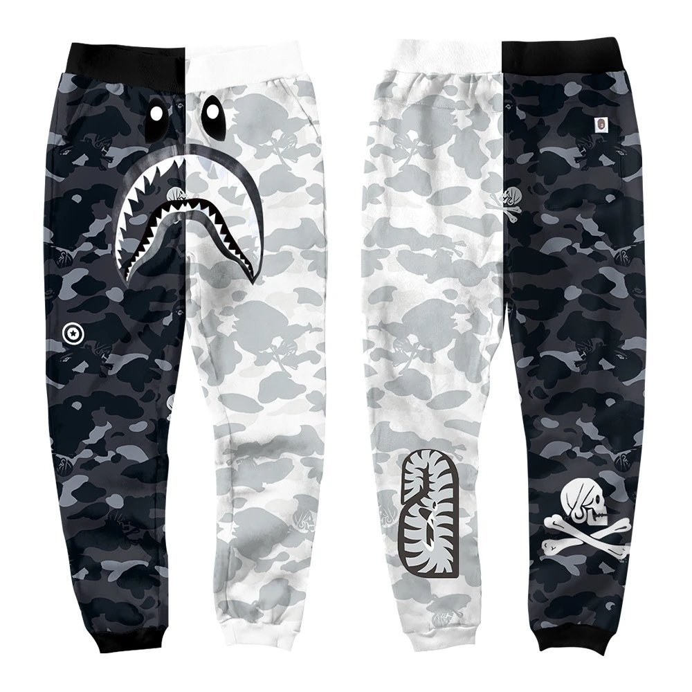 A Bathing Ape Shark Camo Sweatpants Gray - 15