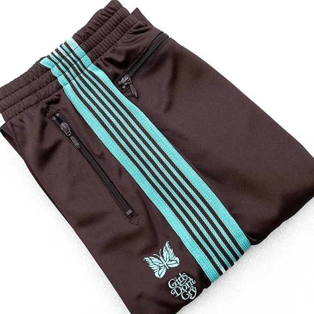 Needles Trousers Striped track pants with butterfly embroidery product detail image 27