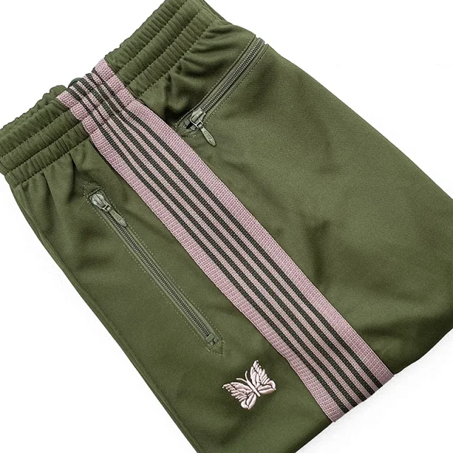 Needles Trousers Striped track pants with butterfly embroidery product detail image 13
