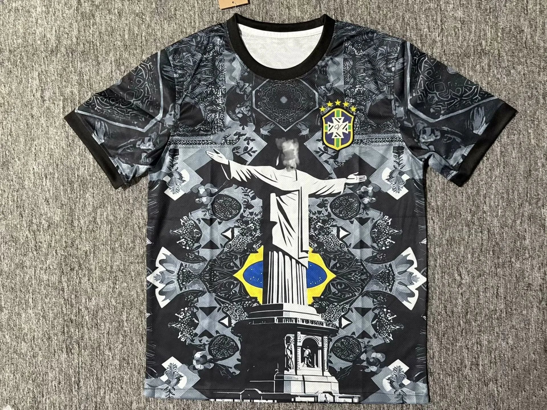 CBF Football Jerseys Brazil Special Edition Graphic Jersey — 2526 Brazilian Sculpture in the Freehand Brushwork Style of Chinese Ink Painting